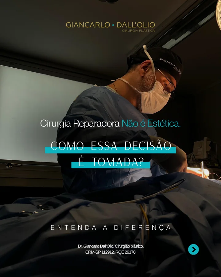 post do Dr. Giancarlo Dall'Olio sobre a diferença entre cirurgia reparadora e estética