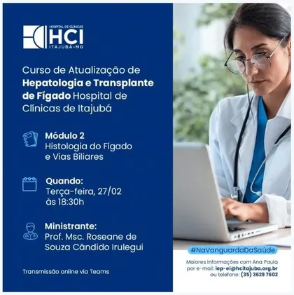 post do HCI sobre o curso de atualização em hepatologia