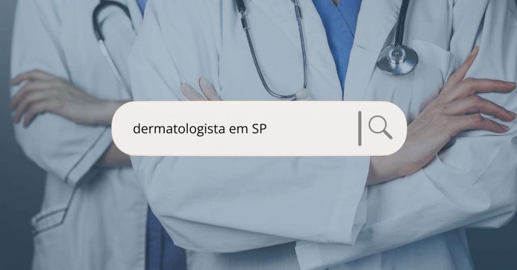 Busca por dermatologista em SP ilustrando como o SEO para médicos melhora a visibilidade de clínicas nas pesquisas locais.